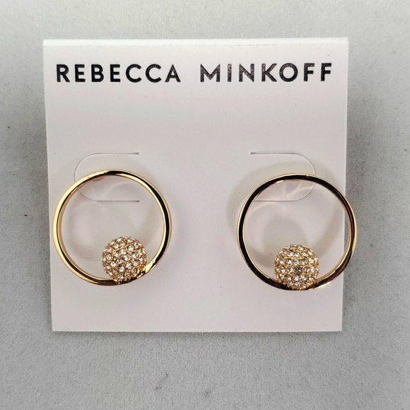 Rebecca Minkoff Pave Sphere Frontal Hoop Earrings - Picture 2 of 3